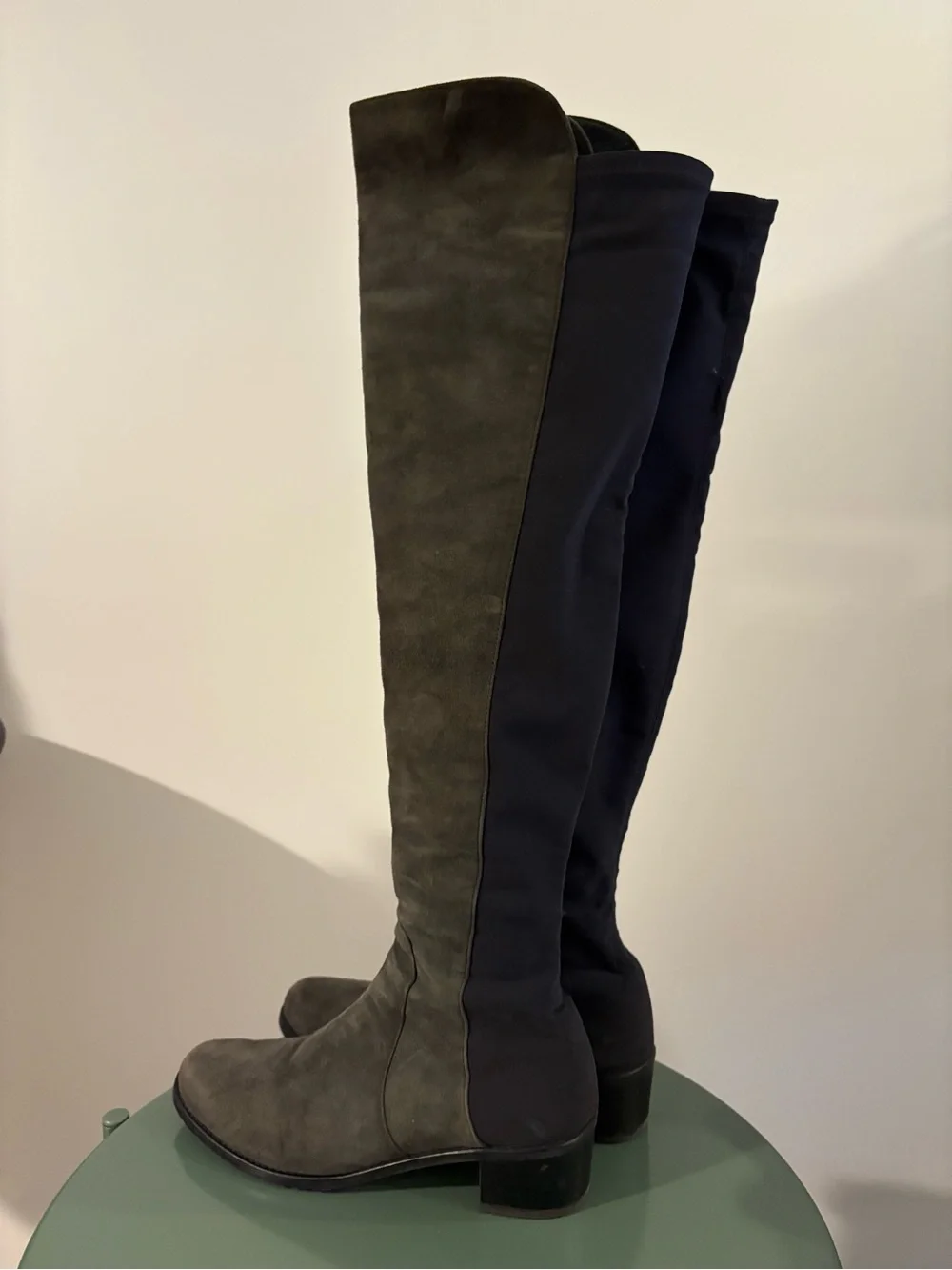 Stuart Weitzman || Reserve 5050 Over the Knee Boots Suede Stretch Gray Black 8
